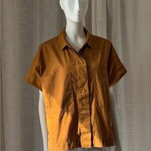 Everlane Mustard Short Sleeve Button-Up Shirt